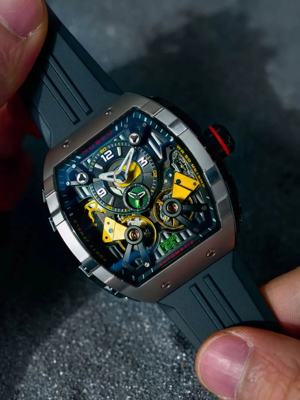 Nubeo NB-6100-02 Mens Watch Magellan Double Barrel Automatic 48mm 5ATM