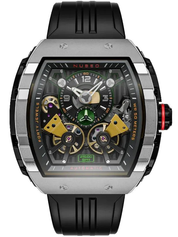 Nubeo NB-6100-02 Mens Watch Magellan Double Barrel Automatic 48mm 5ATM