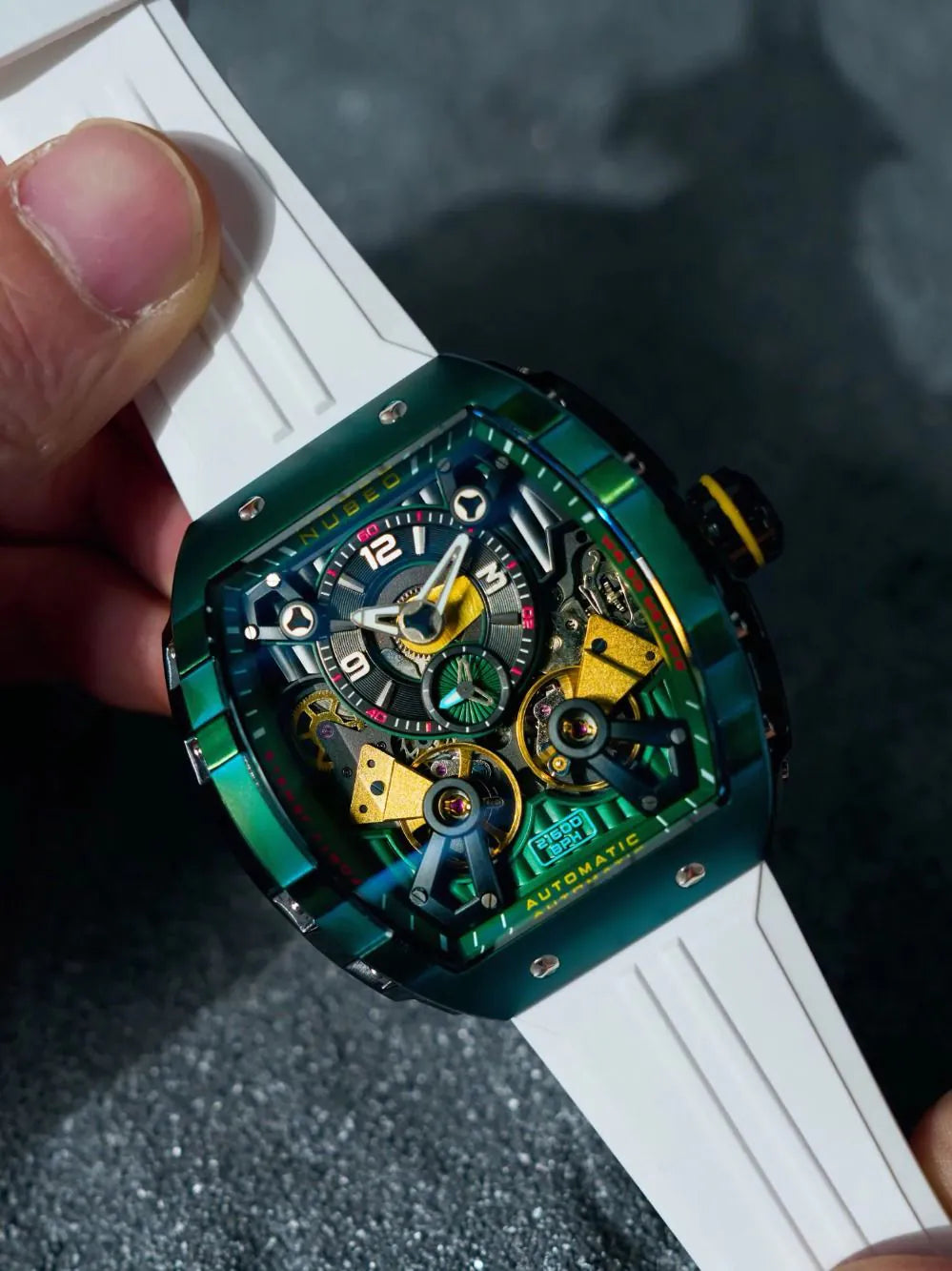 Nubeo NB-6100-03 Mens Watch Magellan Double Barrel Automatic 48mm 5ATM