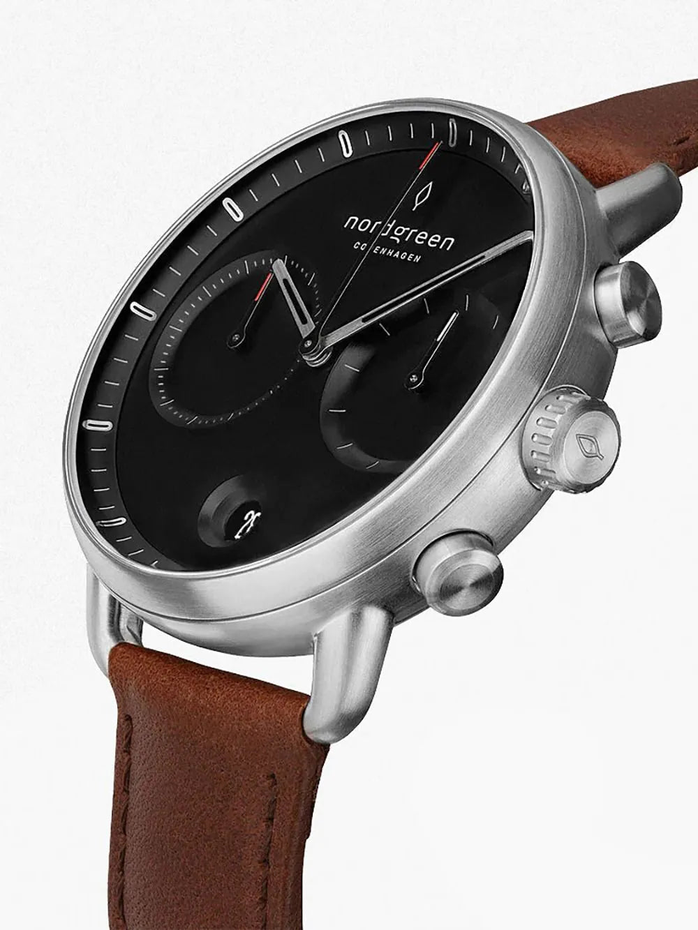 Nordgreen PI42SILEBRBL Mens Watch Pioneer Chronograph 42mm 10ATM