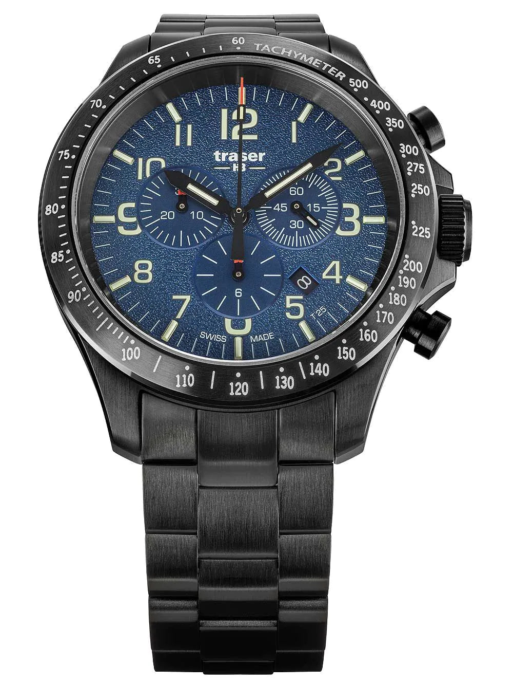 Traser H3 109462 P67 Officer Chronograph blue steel Mens Watch 46mm 10ATM