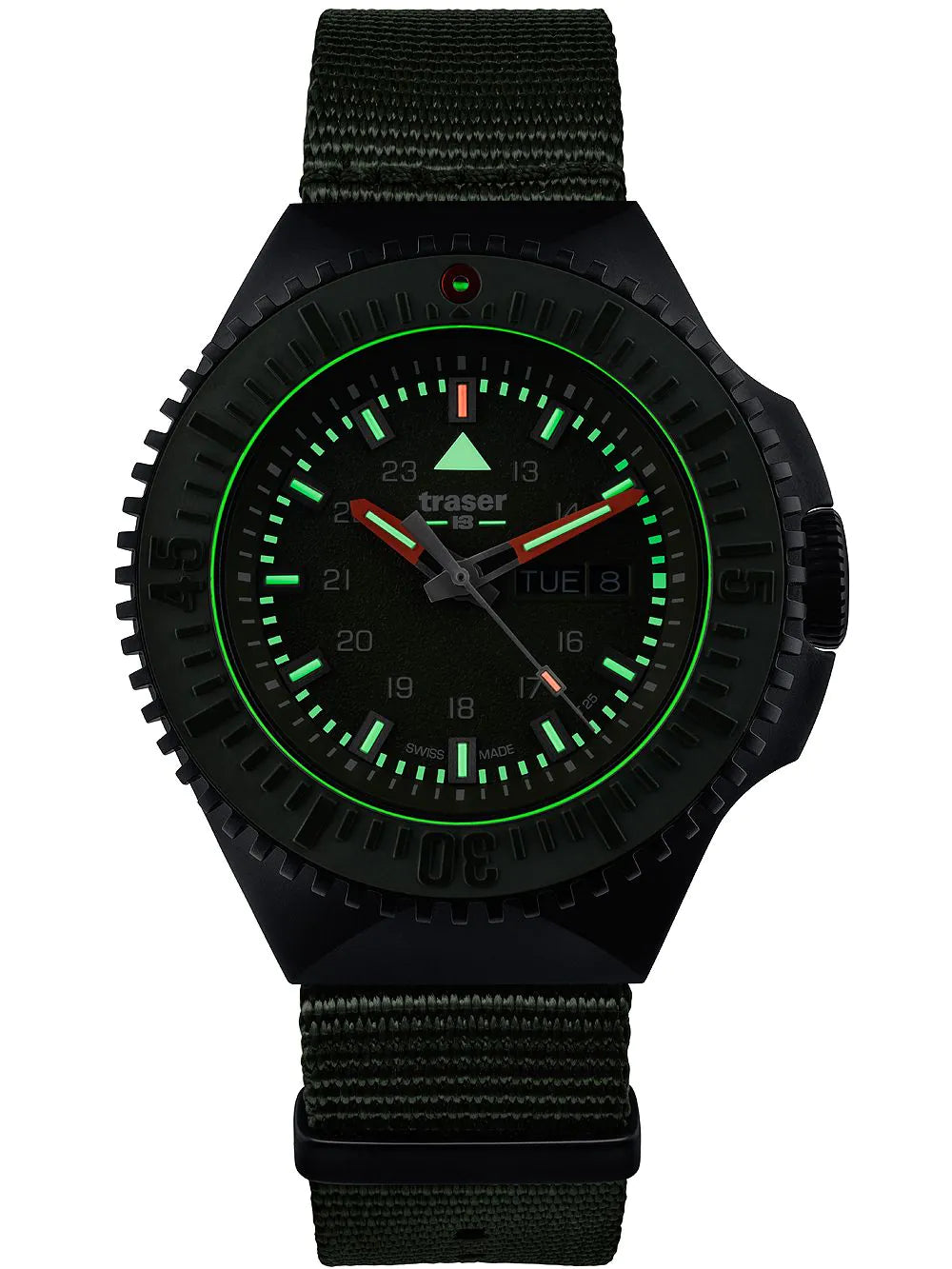 Traser H3 109858 P69 Black-Stealth Green Mens Watch 46mm 20ATM