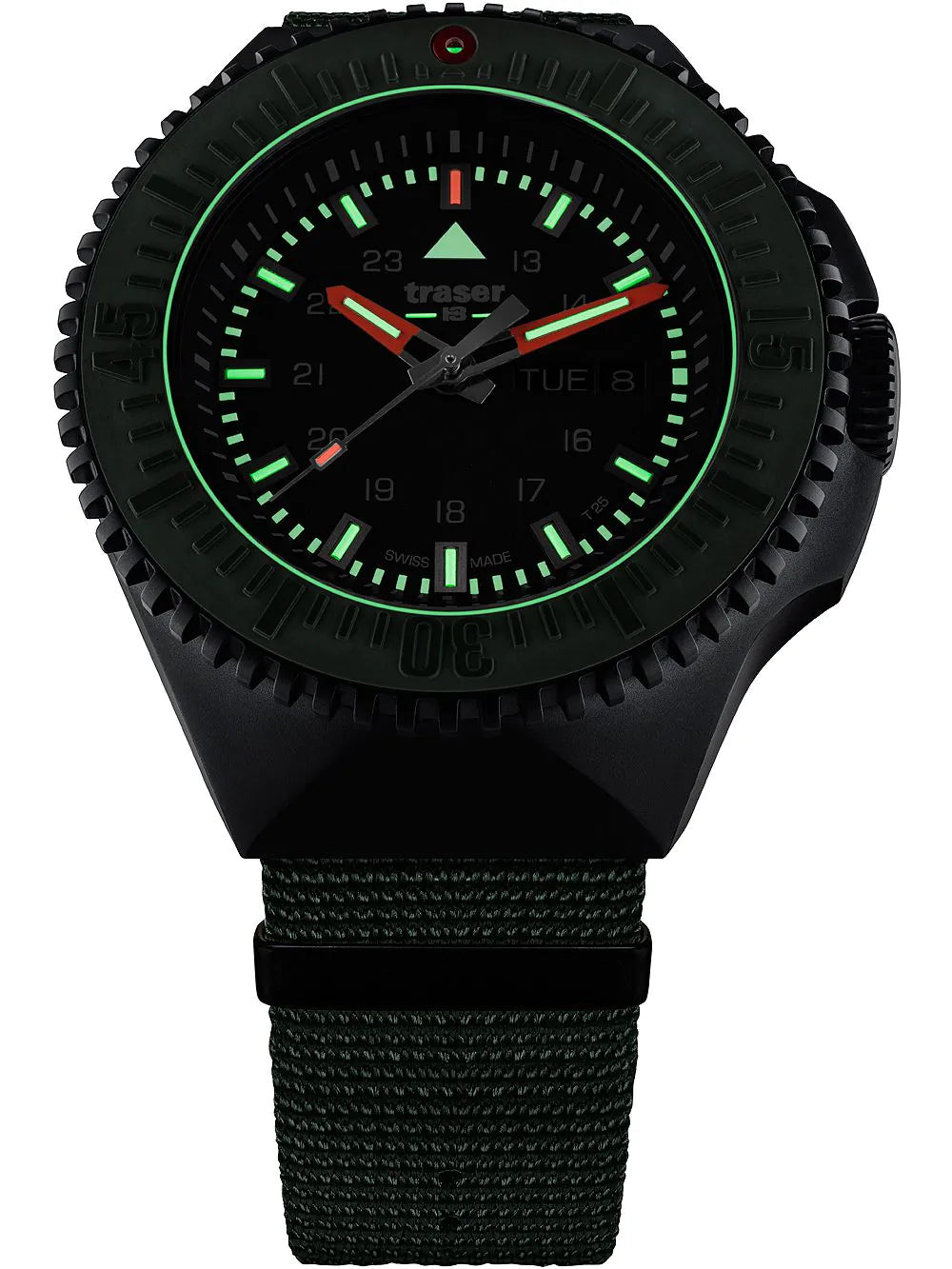 Traser H3 109858 P69 Black-Stealth Green Mens Watch 46mm 20ATM