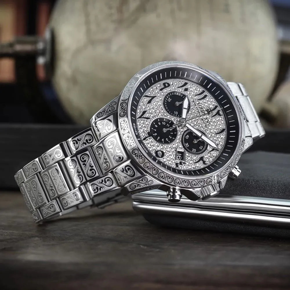 Louis XVI LXVI1097 Palais Royale Arabic Chronograph Mens Watch 43mm 10ATM