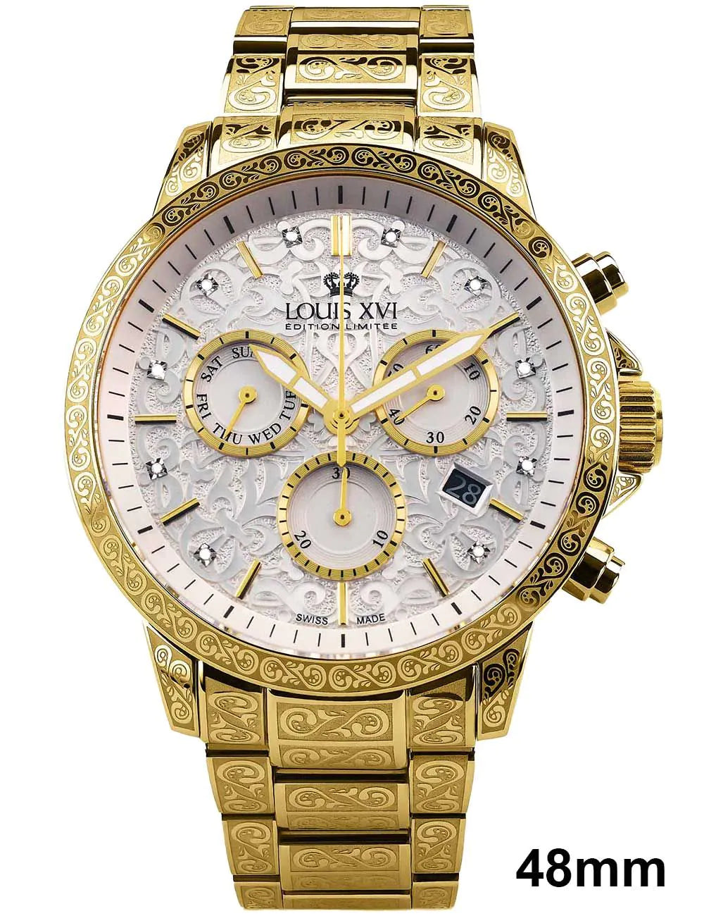 Louis XVI LXVI4002 Mens Watch Palais Royale 2.0 Diamond Chronograph 48mm 10ATM