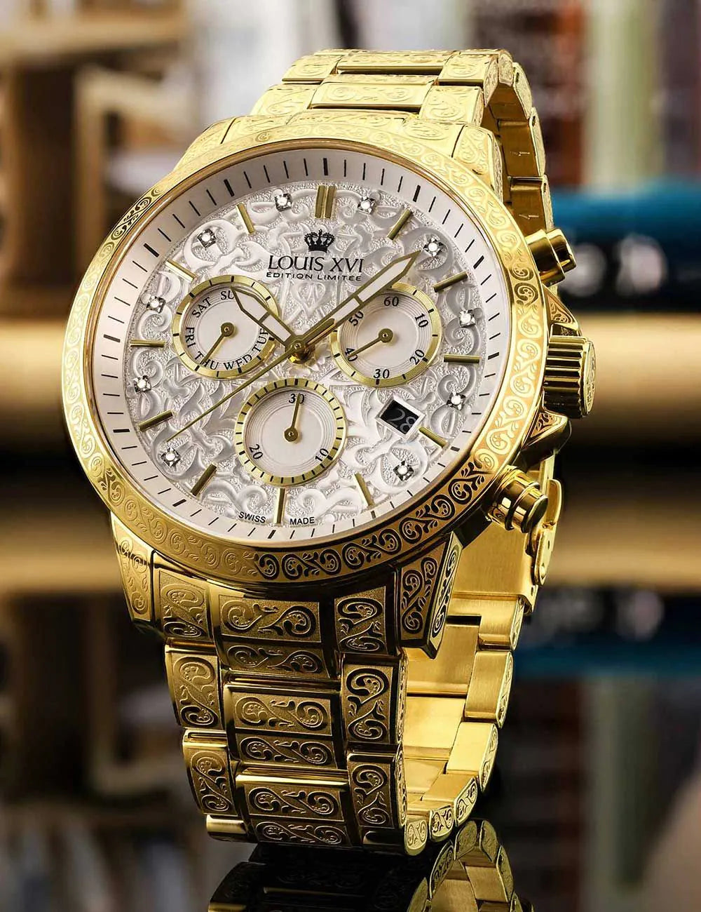 Louis XVI LXVI4002 Mens Watch Palais Royale 2.0 Diamond Chronograph 48mm 10ATM