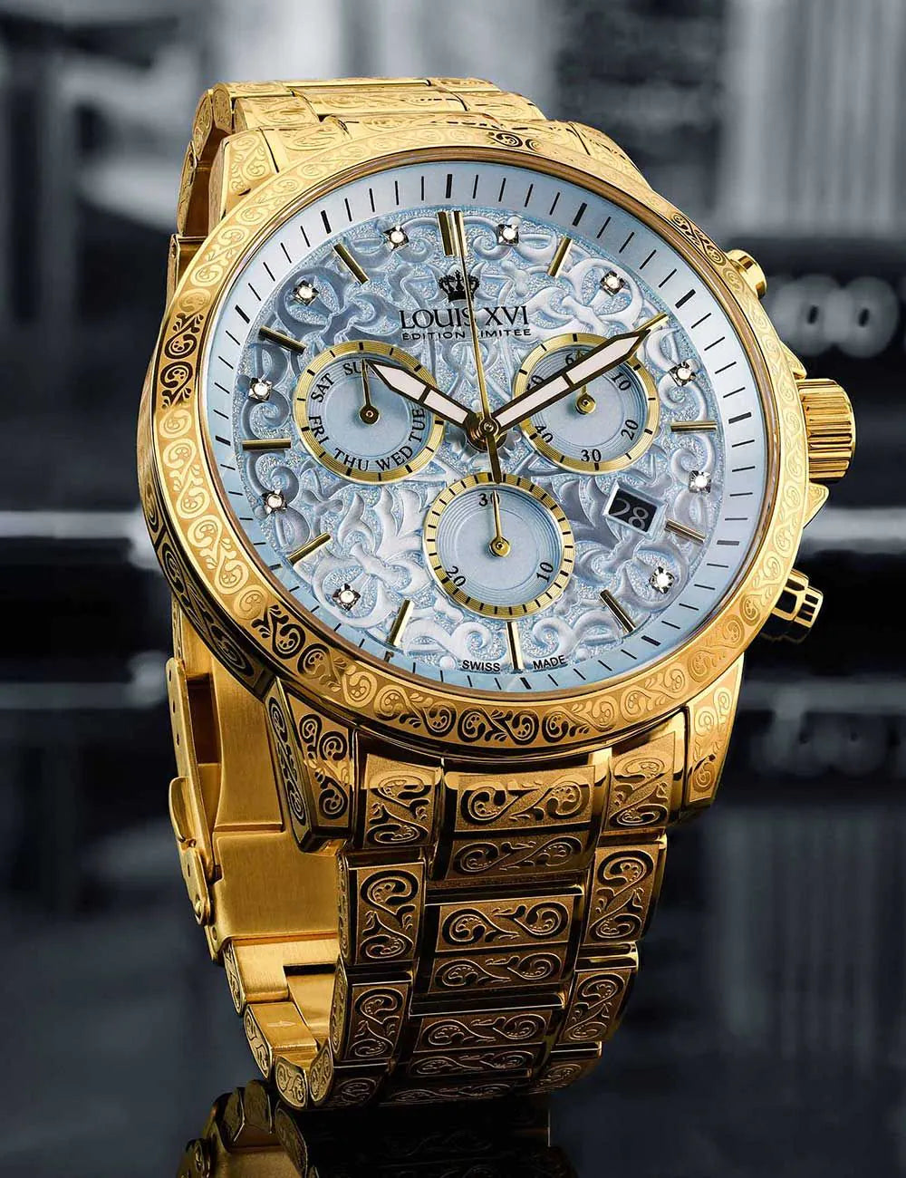Louis XVI LXVI4003 Mens Watch Palais Royale 2.0 Diamond Chronograph 48mm 10ATM