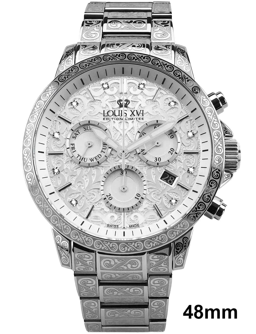 Louis XVI LXVI4021 Mens Watch Palais Royale 2.0 Diamond Chronograph 48mm 10ATM