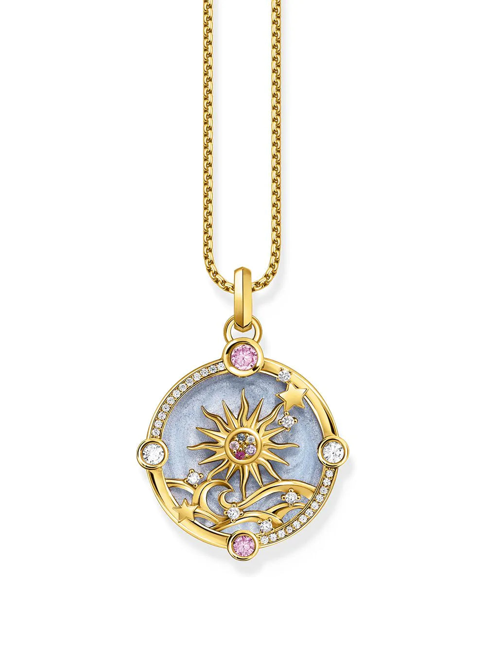 Thomas Sabo PE960-471-1 Gold-plated chain pendant w. light blue enamel