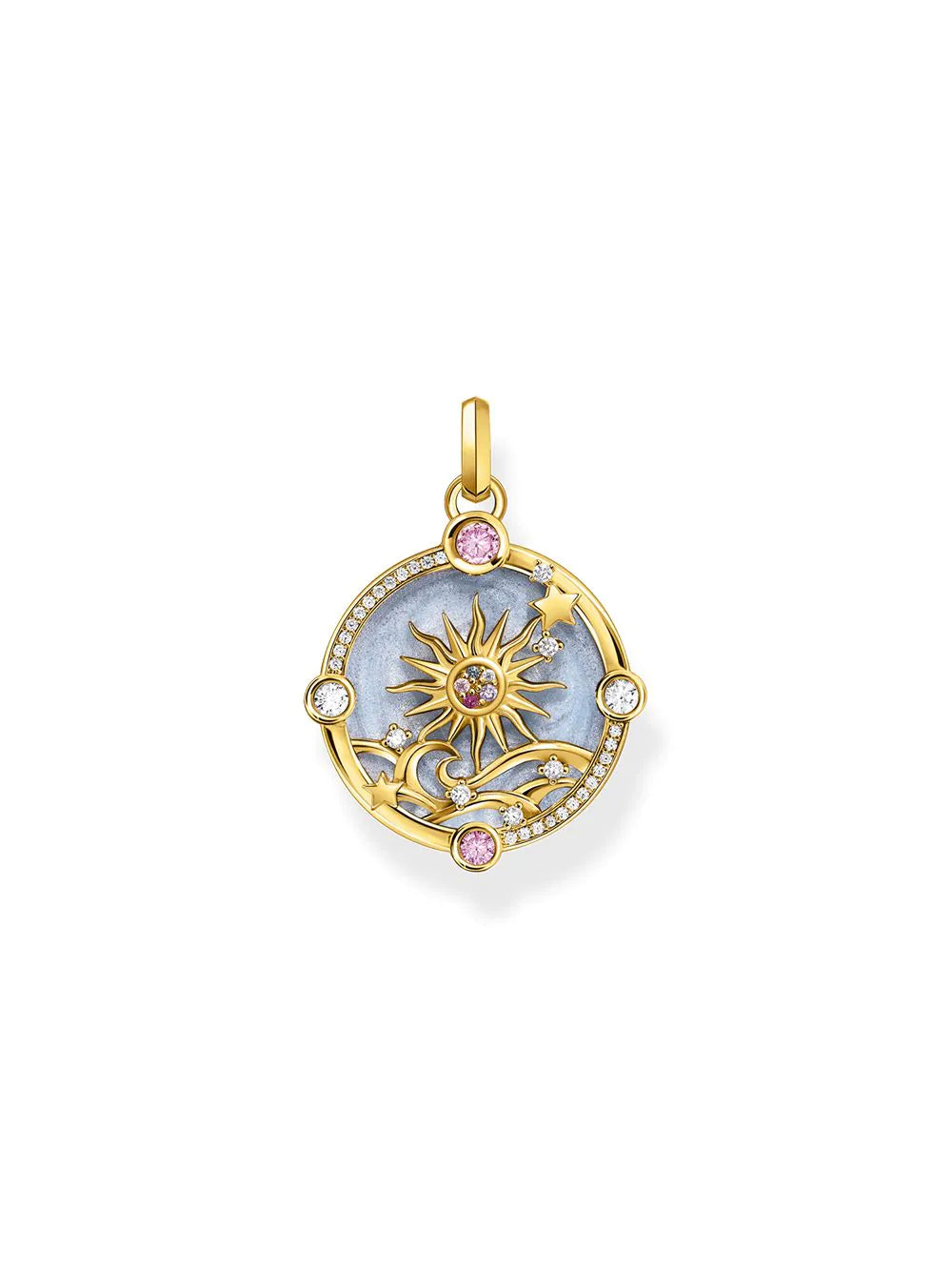 Thomas Sabo PE960-471-1 Gold-plated chain pendant w. light blue enamel