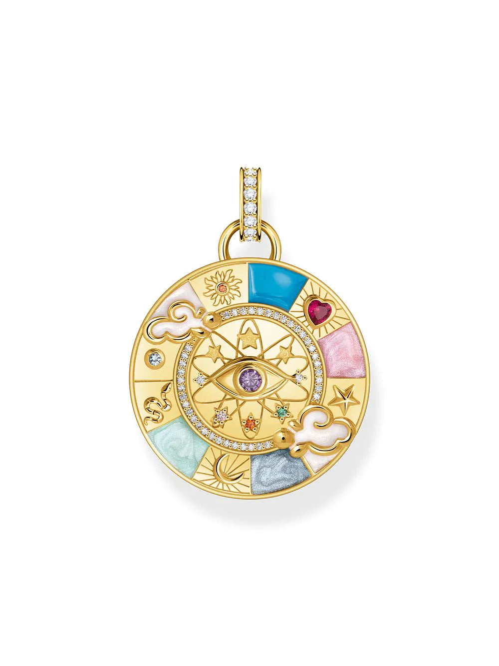 Thomas Sabo PE962-471-7 Gold-plated chain pendant w. wheel of fortune