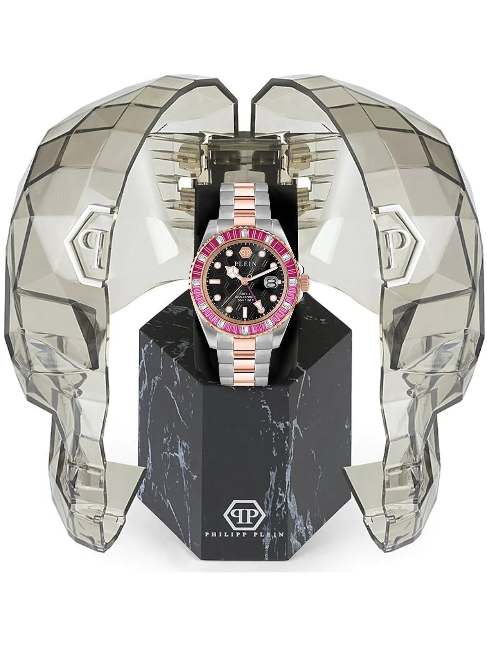Philipp Plein PWPZA0424 Unisex GMT-I Challenger Baguettes 44mm 5ATM