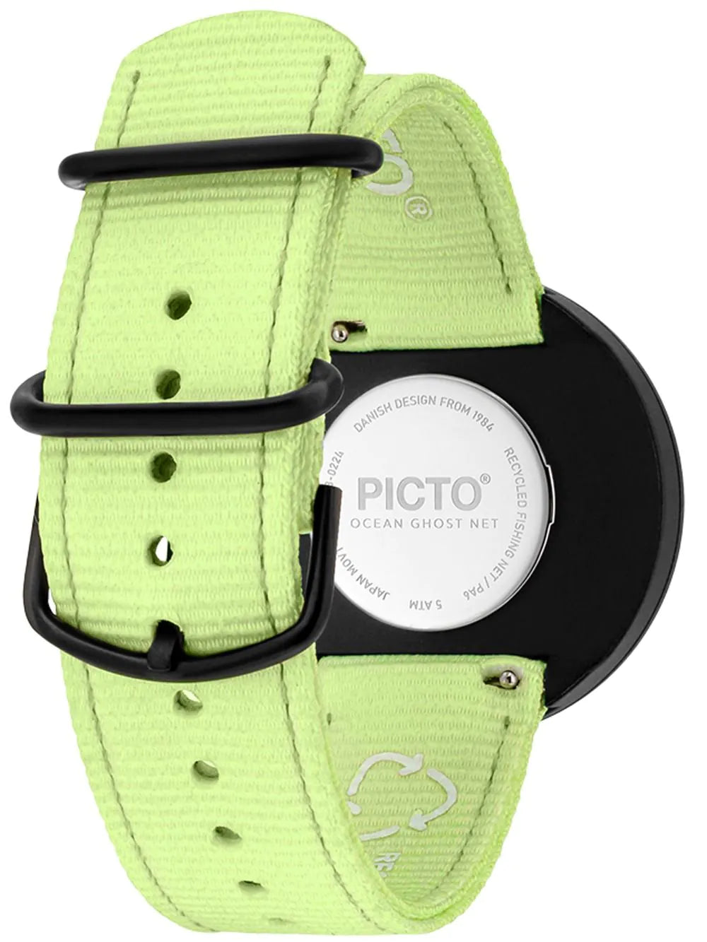 Picto R44023-R013 Manta Ray Black and Paradise Green 40mm 5ATM