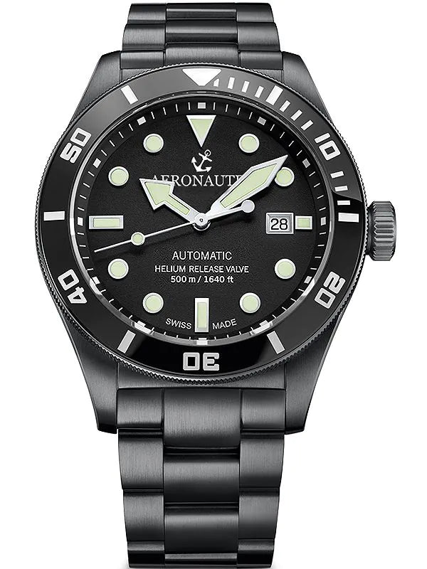 Aeronautec ANT-44075-04 Helium Diver Automatic Mens Watch 44mm 500M