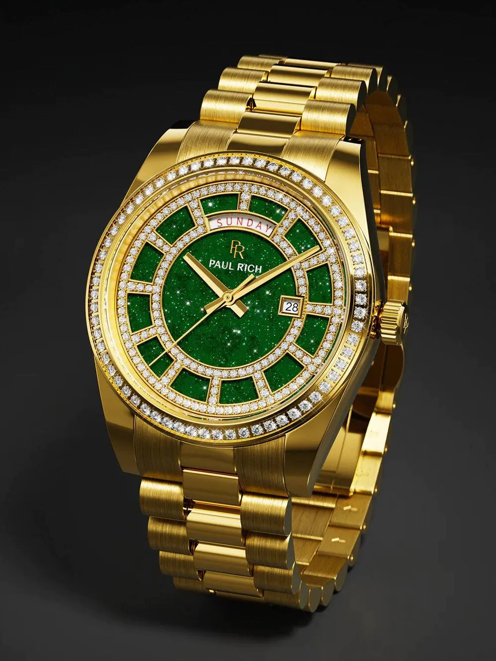 Paul Rich PR-47460 Mens Watch Crown Legacy Gold Aventurine Green 40mm 5ATM