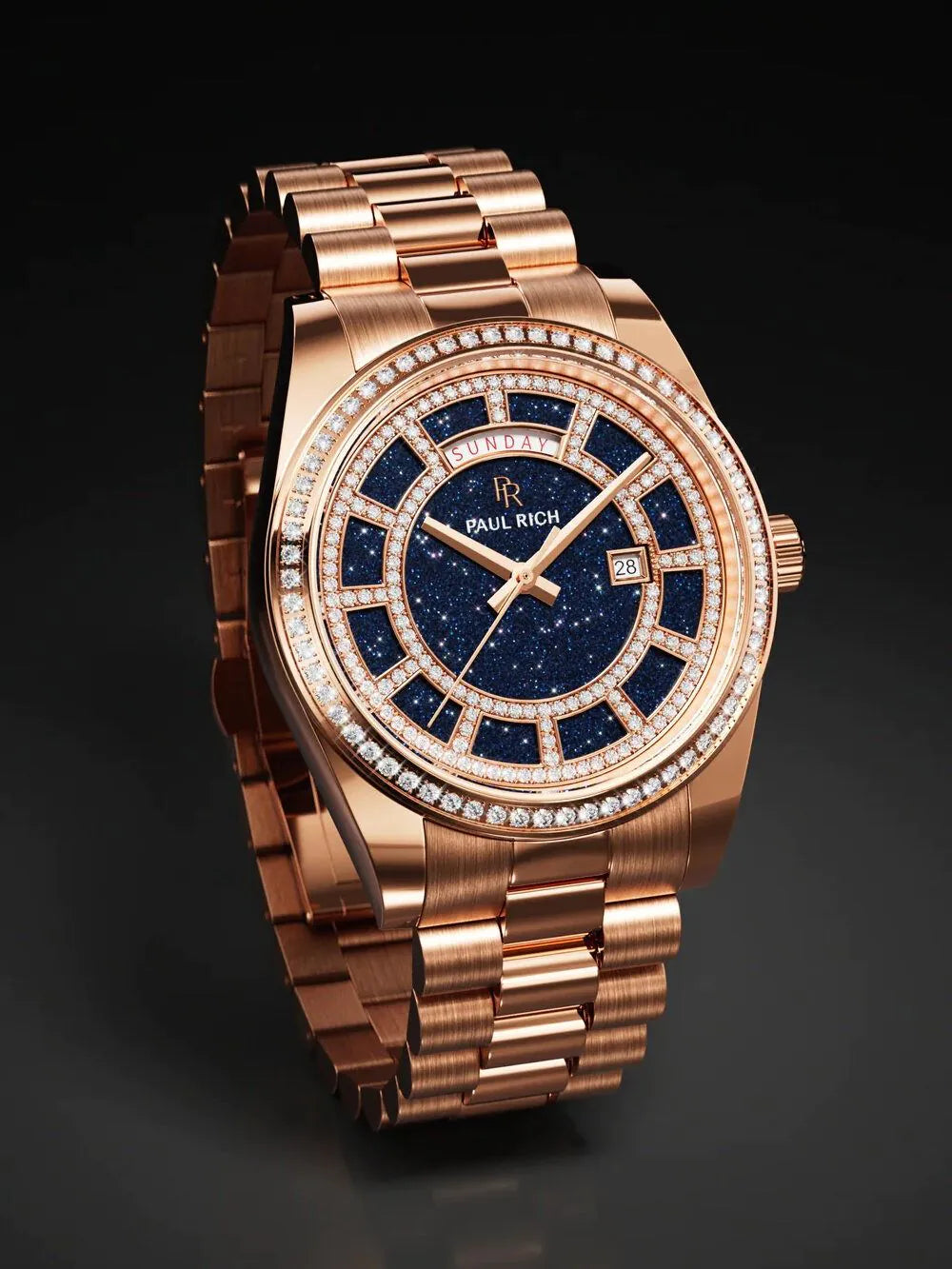 Paul Rich PR-47459 Mens Watch Crown Legacy Rose Gold Aventurine Blue 40mm 5ATM