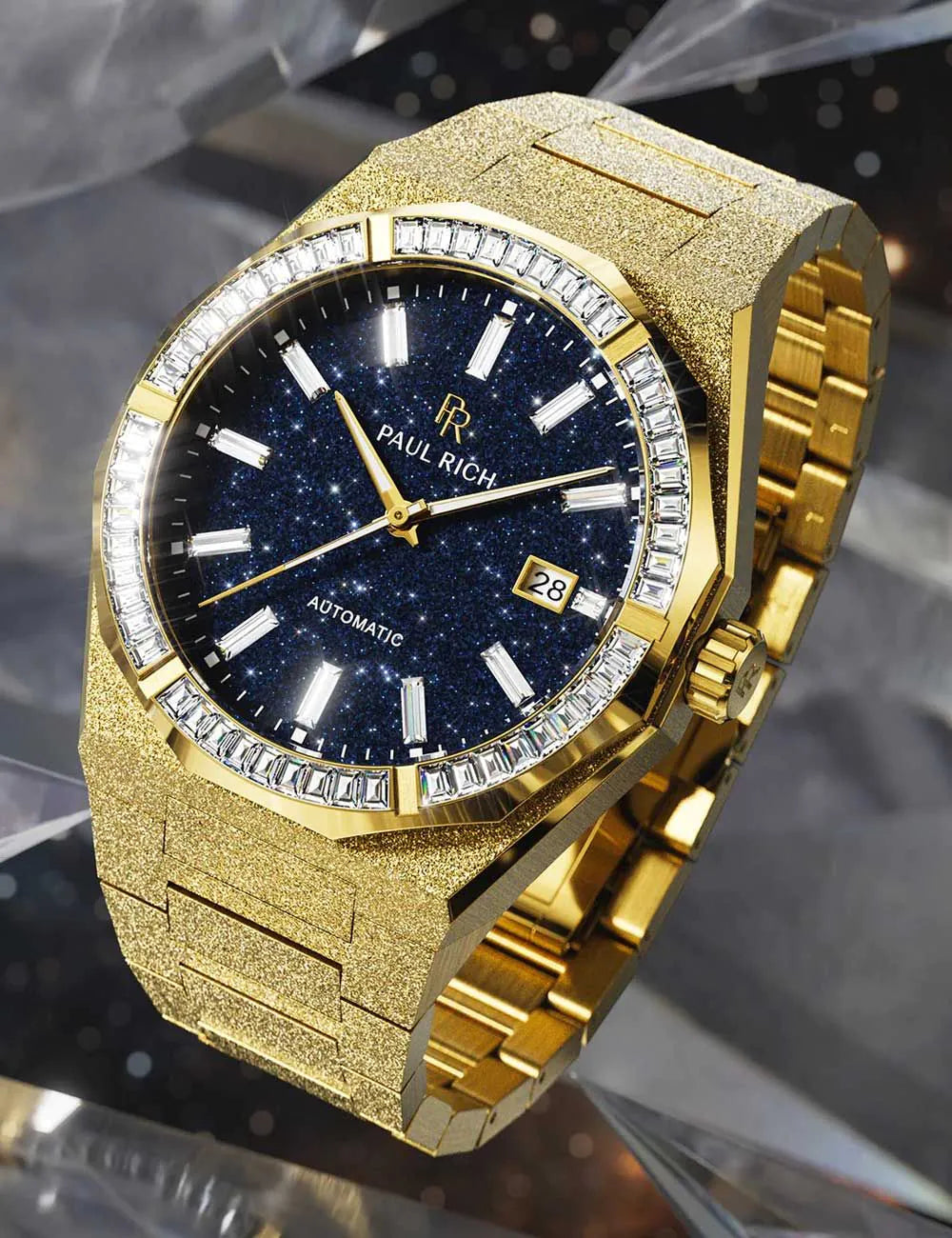 Paul Rich PR-46705 Mens Watch Moissanite Frosted Star Dust II Gold 43mm 5ATM