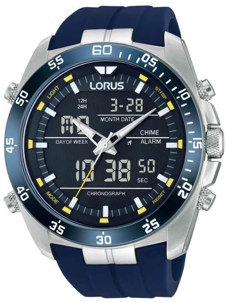 Lorus RW617AX9 Analog-Digital Alarm Chronograph 100M Mens Watch 46mm