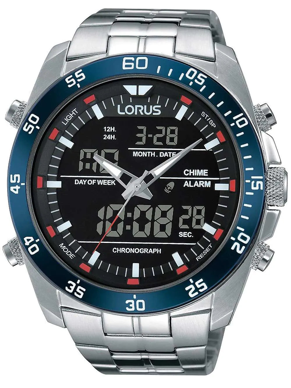 Lorus RW623AX9 Analog-Digital Alarm Chronograph Mens Watch 46mm 10 ATM