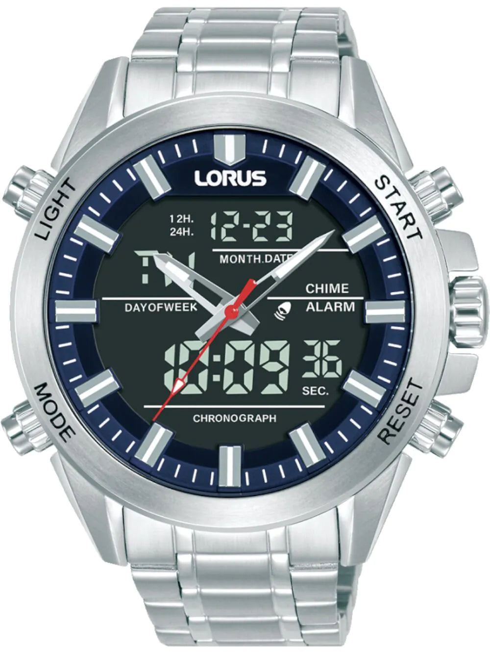 Lorus RW665AX9 Mens Watch Analog-Digital Alarm Chronograph 45mm 10ATM
