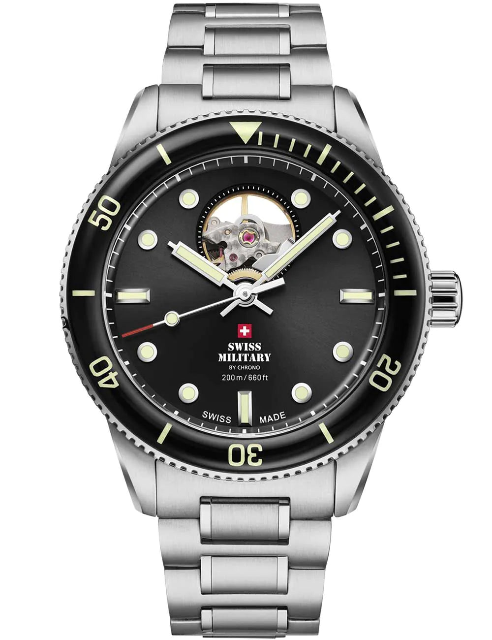 Swiss Military SMA34106.11 Mens Watch Automatic Open-Heart Diver