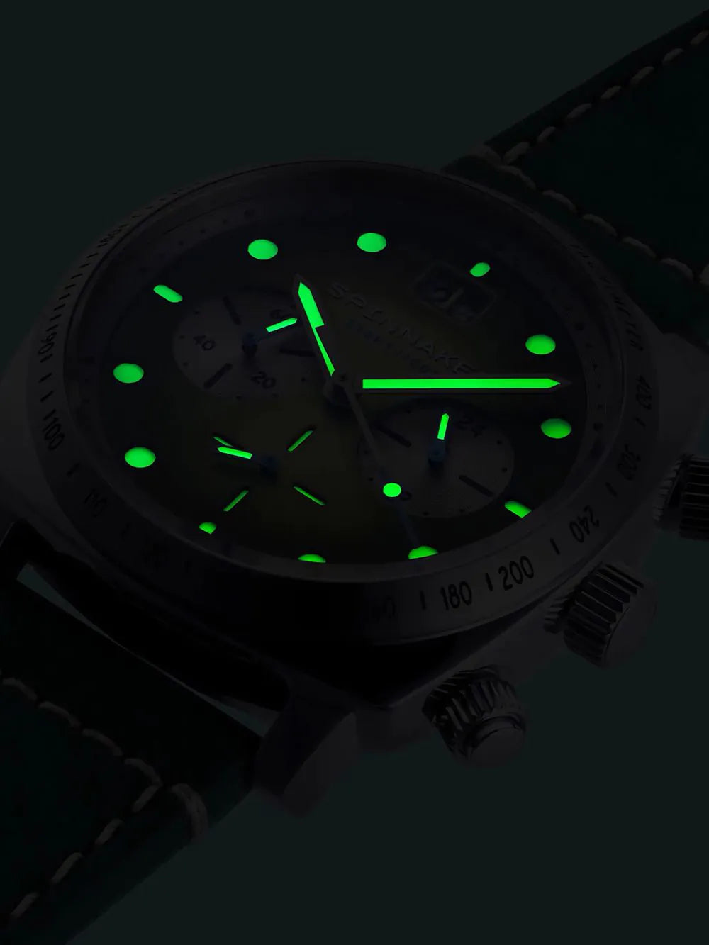 Spinnaker SP-5068-06 Mens Watch Hull Chronograph Shire Green 42mm 10ATM