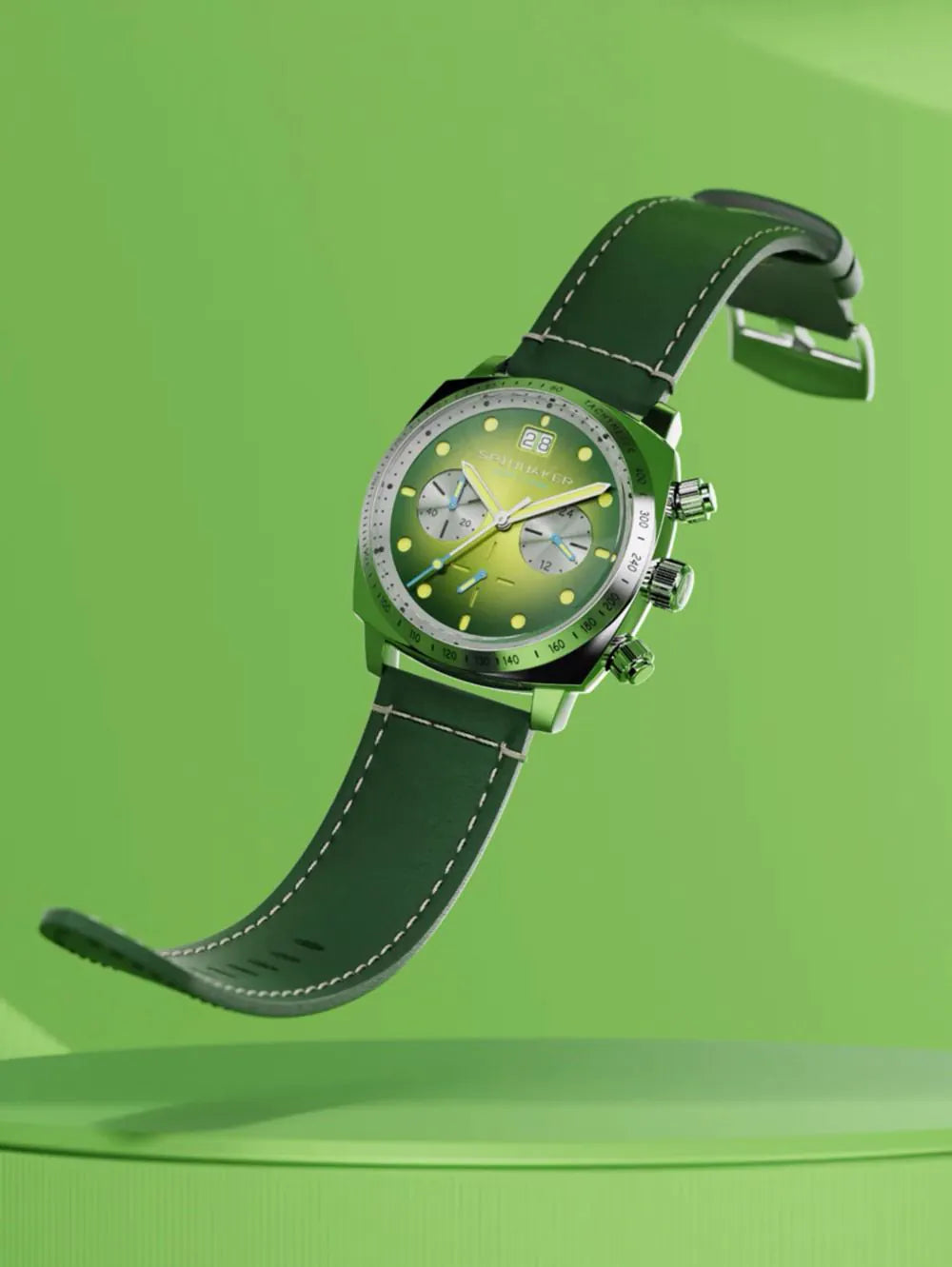 Spinnaker SP-5068-06 Mens Watch Hull Chronograph Shire Green 42mm 10ATM