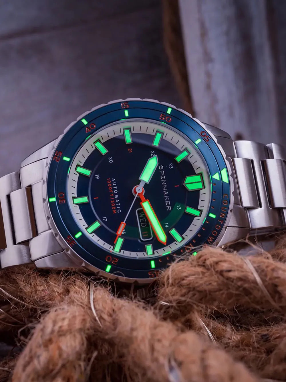 Spinnaker SP-5099-44 Mens Watch Hass Automatic Diver 43mm 30ATM