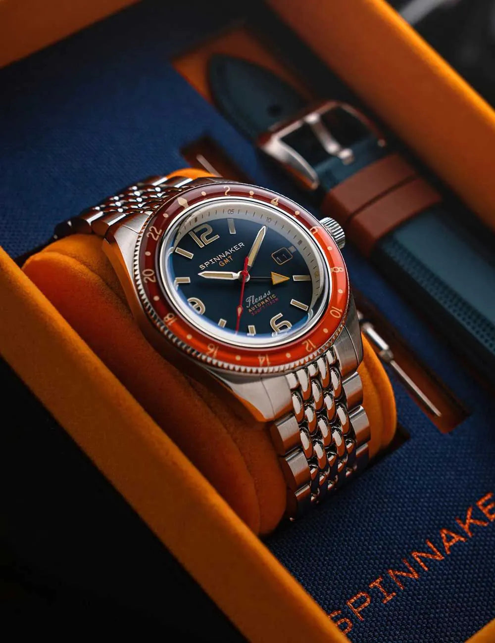 Spinnaker SP-5120-55 Mens Watch Fleuss GMT Automatic Set 43mm 15ATM