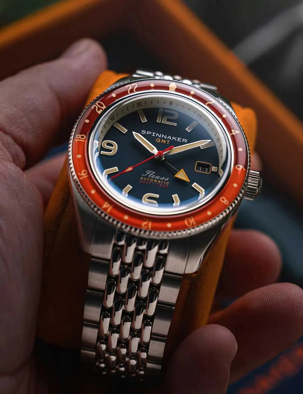 Spinnaker SP-5120-55 Mens Watch Fleuss GMT Automatic Set 43mm 15ATM