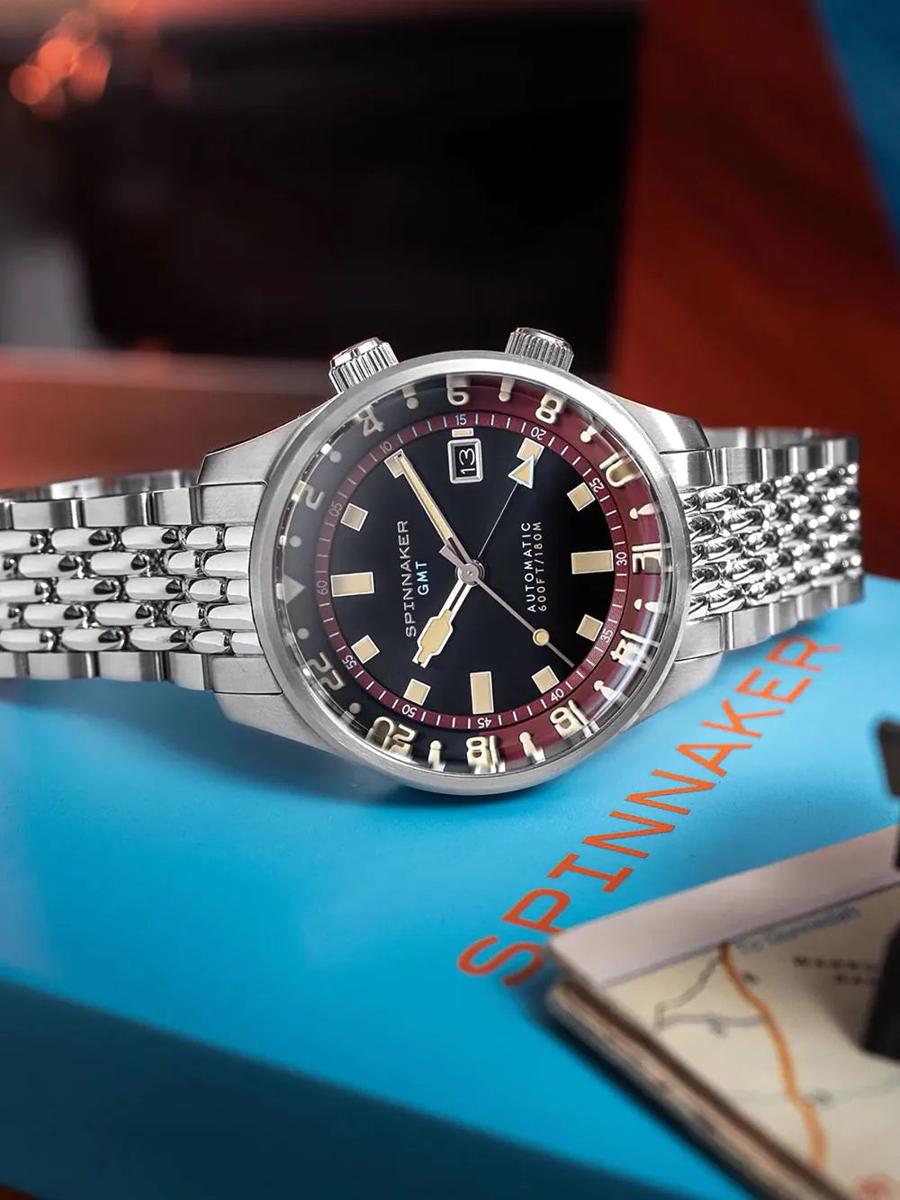 Spinnaker SP-5121-11 Mens Watch Bradner GMT Automatic 42mm 18ATM