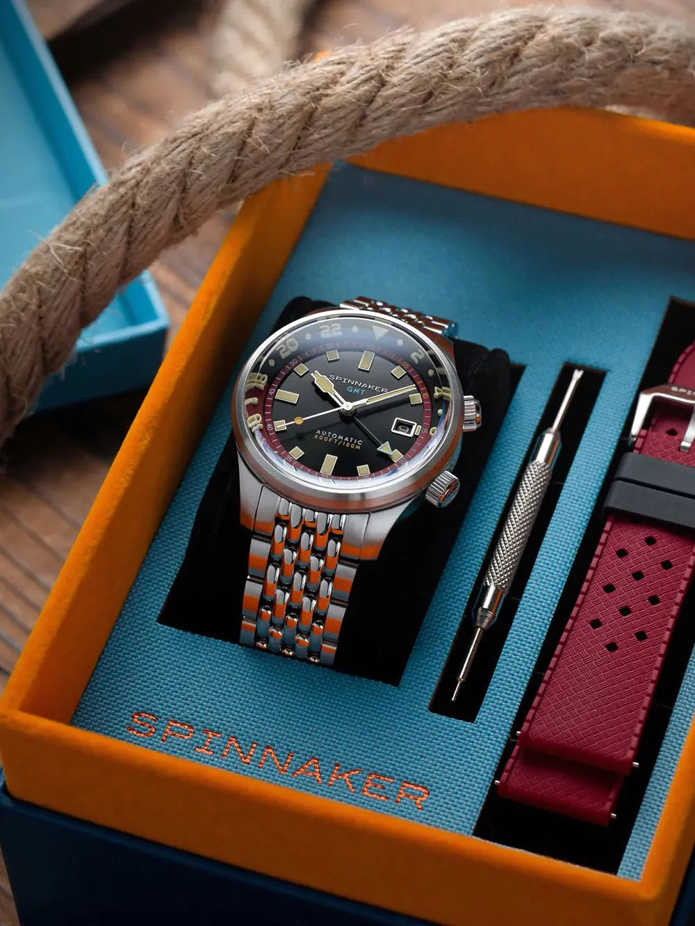 Spinnaker SP-5121-11 Mens Watch Bradner GMT Automatic 42mm 18ATM