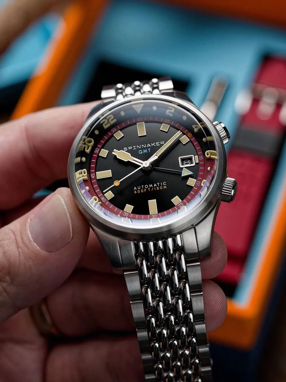 Spinnaker SP-5121-11 Mens Watch Bradner GMT Automatic 42mm 18ATM