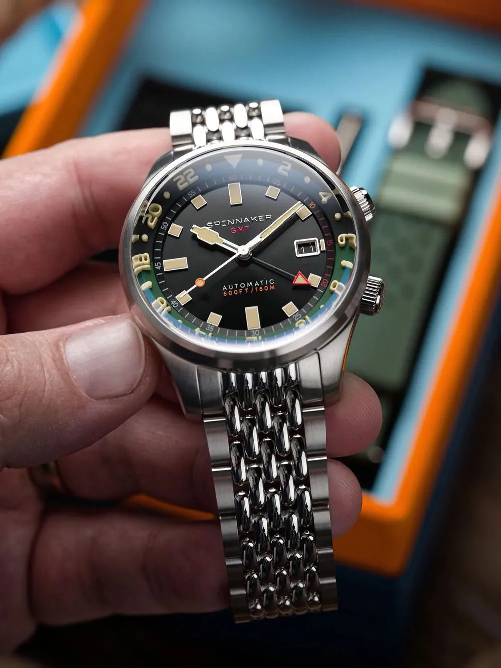 Spinnaker SP-5121-44 Mens Watch Bradner GMT Automatic 42mm 18ATM