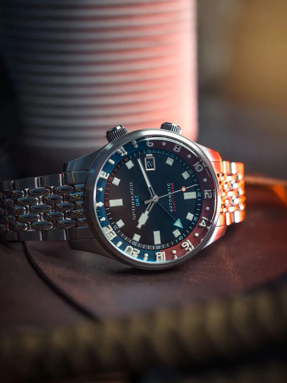 Spinnaker SP-5121-55 Mens Watch Bradner GMT Automatic 42mm 18ATM