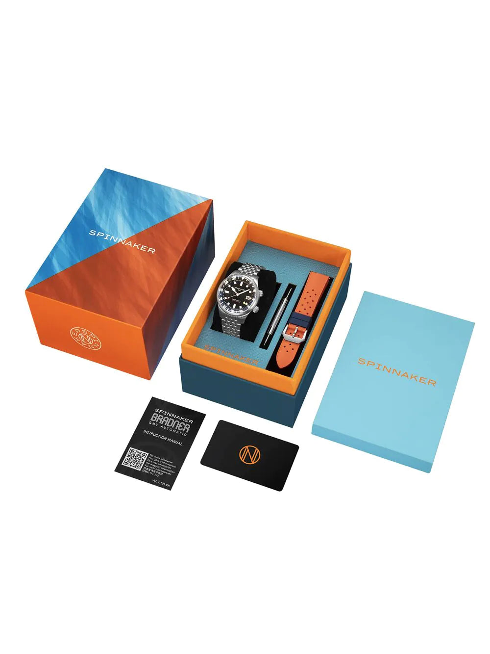 Spinnaker SP-5121-66 Mens Watch Bradner GMT Automatic 42mm 18ATM