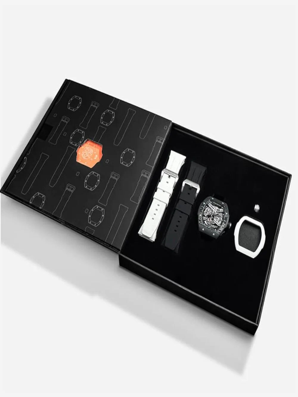 Tsar Bomba TB8218(1+2)CF/FKM-03BK/WH Men's watch Atomic Set 45mm 10ATM