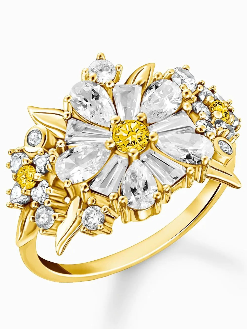 Thomas Sabo TR2335-414-4-56 Cocktailring flower with stones gold plated Ladies