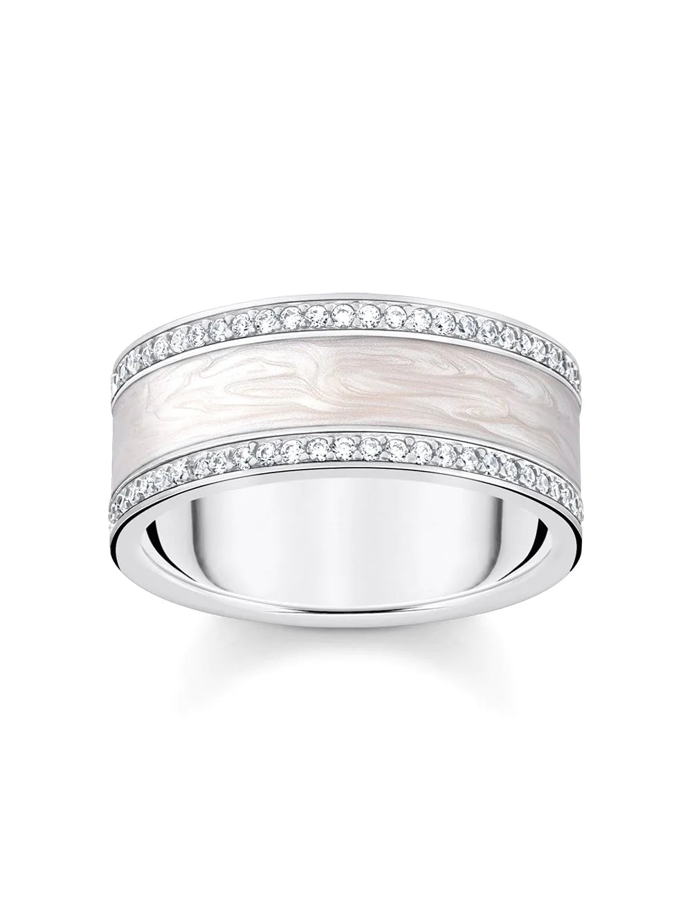 Thomas Sabo TR2446-041-14-58 Silver band ring w. white zirconia and enamel
