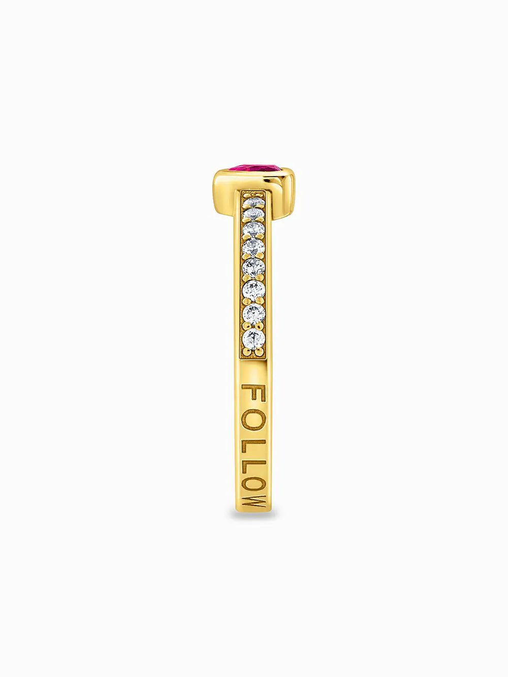 Thomas Sabo TR2448-995-10-56 Gold-plated solitaire ring w. red stone + zirconia