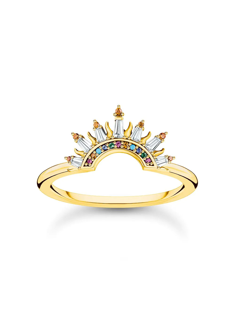 Thomas Sabo TR2456-488-7-56 Gold-plated ring w. sunbeams and coloured stones