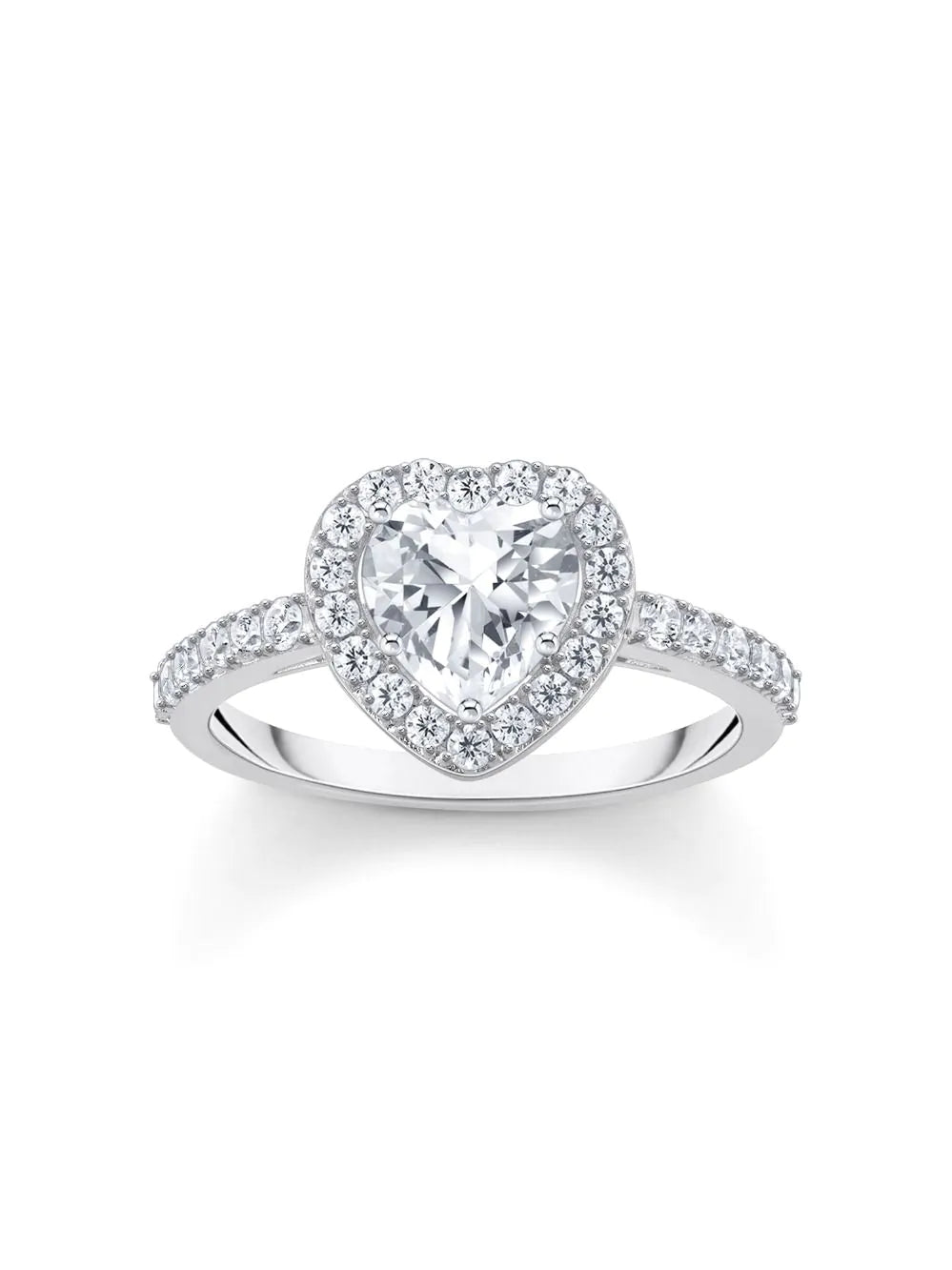 Thomas Sabo TR2477-051-14-56 Silver Halo-Ring in Heart Shape with white Zirconia Ladies