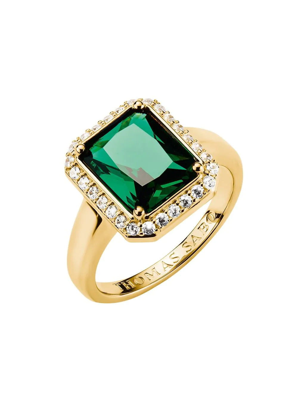 Thomas Sabo TR2508-971-6-56 Ring with green octagon stone Elyndra Gold-plated Ladies