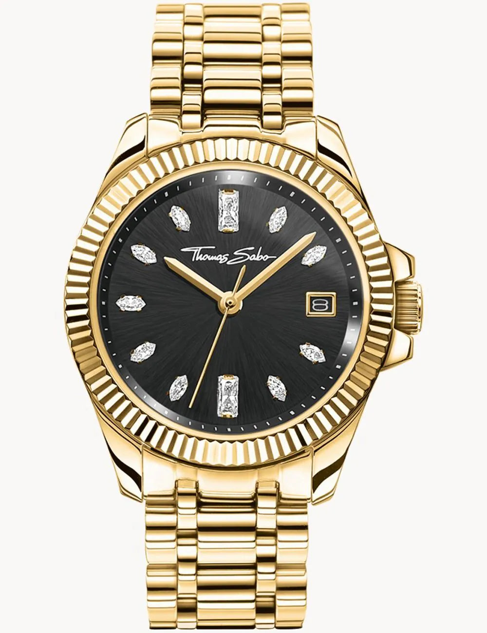 Thomas Sabo WA0431-291-207 Ladies Watch black-gold 33mm 5ATM