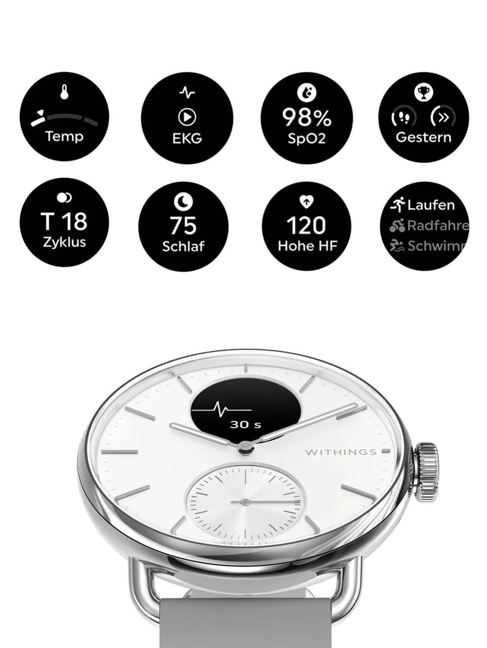 Withings HWA10-model 2-All-Int ScanWatch 2 White 38 mm 5ATM