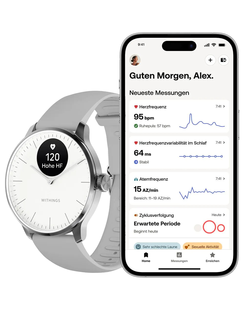 Withings HWA11-model 3-All-Int ScanWatch Light White 37 mm 5ATM