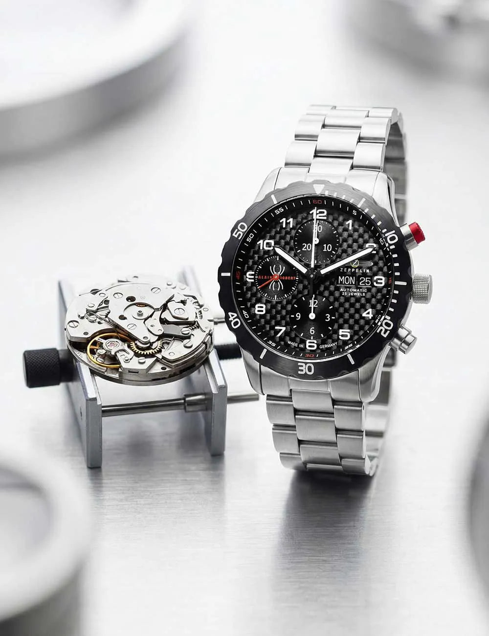 Zeppelin 7216M-2 Mens Watch Alain Robert Automatic Chrono Limited 42mm 10 ATM