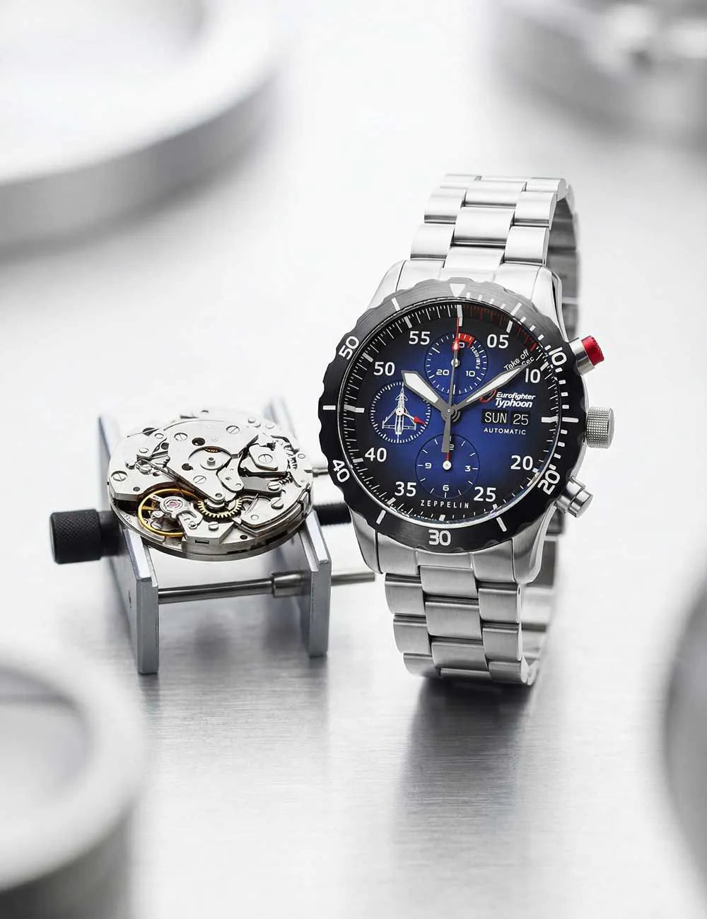 Zeppelin 7218M-3 Eurofighter Typhoon Automatic Limited Mens Watch Chronograph 43mm 20ATM