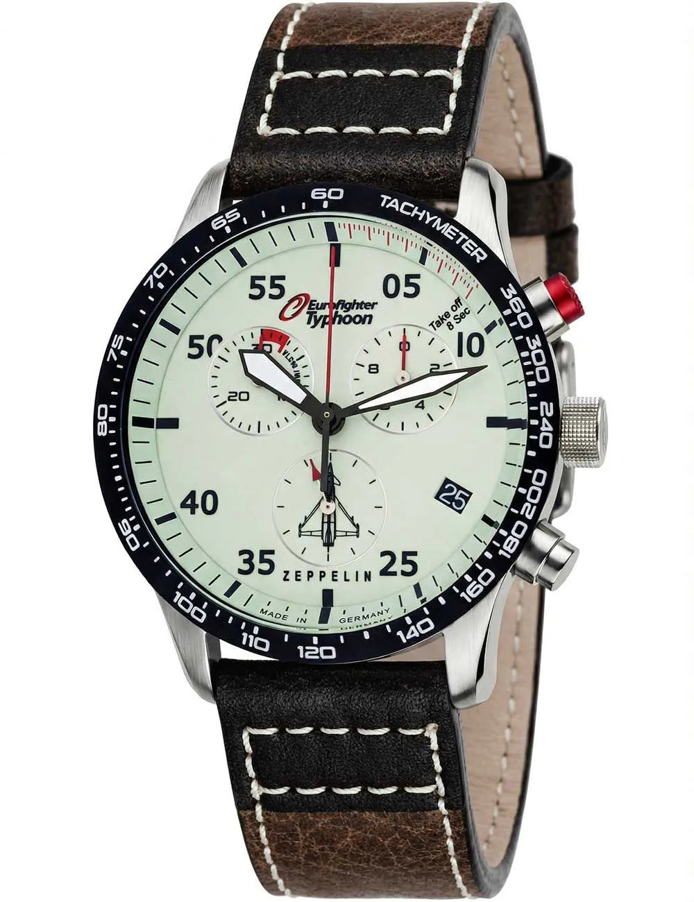 Zeppelin 7298-5 Eurofighter Typhoon quartz Mens Watch Chronograph 43mm 10ATM