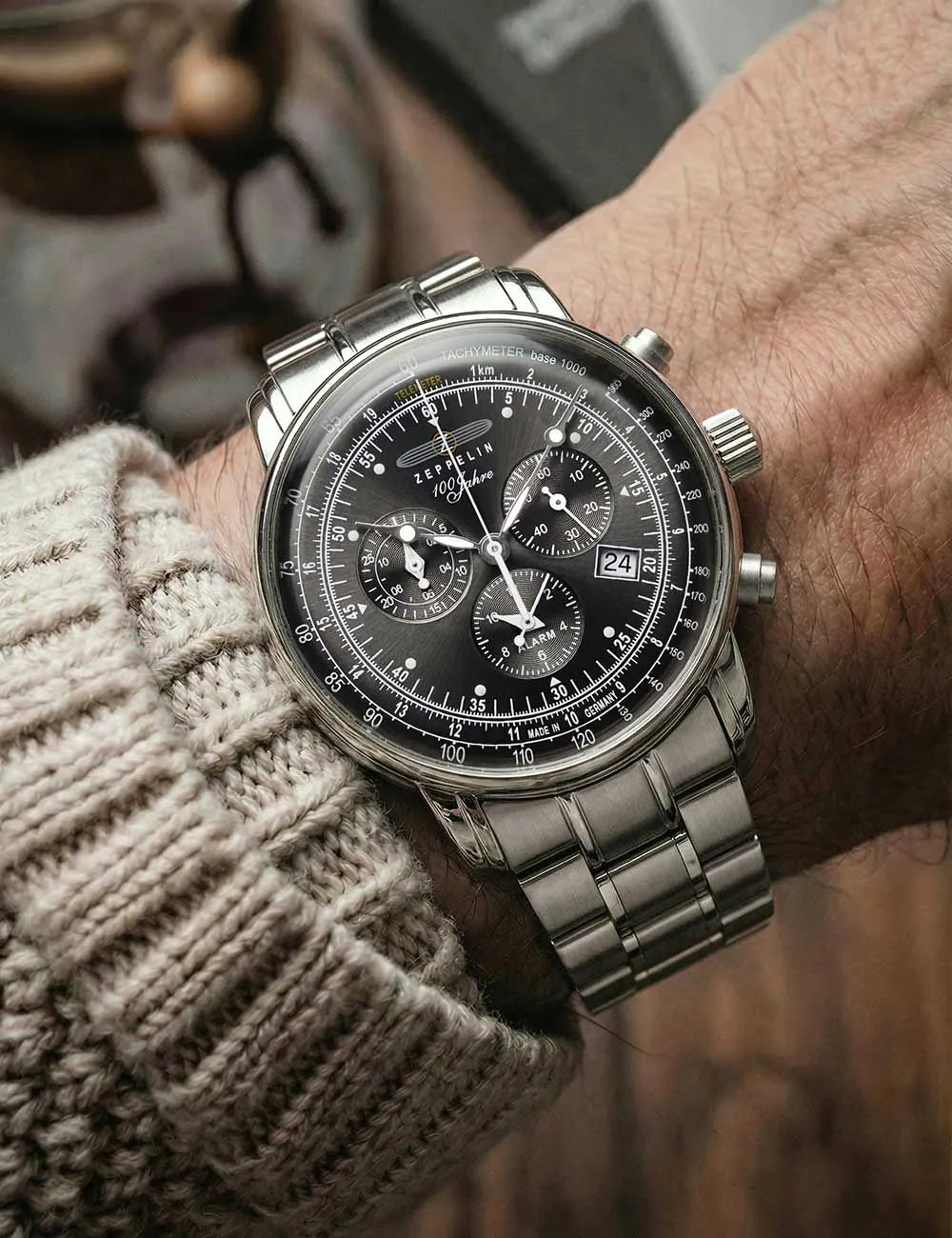 Zeppelin 7680MB-2 Mens Watch 100 Years Zeppelin Chronograph 43mm 5ATM